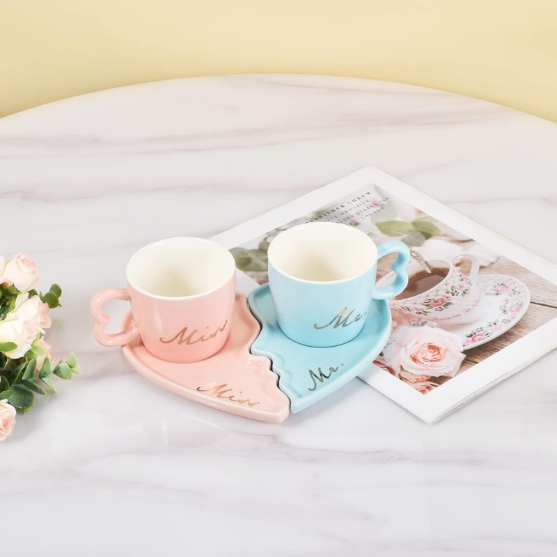 SET 2 CEŞTI DIN CERAMICĂ, FARFURIE MODEL INIMĂ